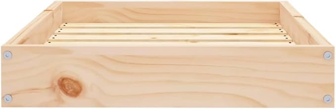 Solid Pinewood Dog Bed Frame for Medium Breeds, Natural Untreated Pine Finish, Sturdy Indoor Pet Furniture with Minimalist Design for Bulldogs and Cocker Spaniels