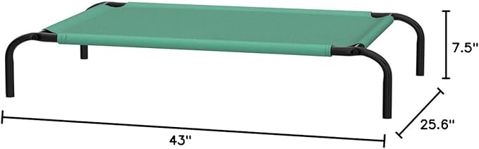 Amazon Basics Cooling Breathable Elevated Dog Bed with Metal Frame for Medium Dogs, 43 x 26 x 7.5 Inch, Green