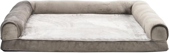Amazon Basics Dog Bed with Cooling Gel Memory Foam, Pressure-Relief Support for Dogs up to 90lbs, Non-Slip Bottom, Machine Washable Cover, Extra Large Sized (44" x 35"), Brown
