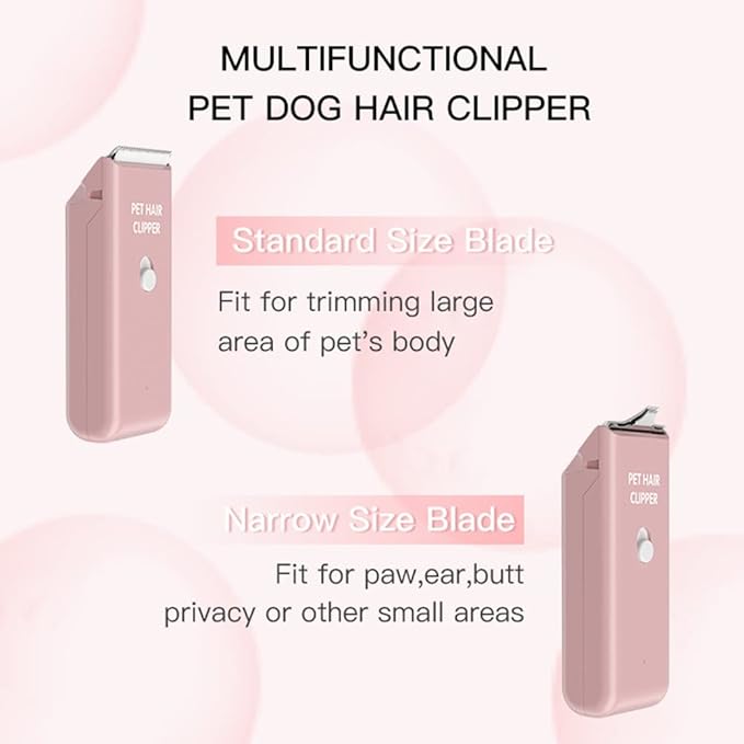 Feet Hair Trimmer, Dog Clippers,Quiet Washable USB Rechargeable Cordless Dog Grooming Kit,Electric Pets Hair Trimmers Shaver Shears for Dogs and Cats Pink