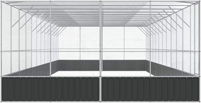 Steel Aviary with Extension, Large Bird Cage with Lockable Door, Aviary Spacious and Versatile Cage Ideal for Parakeets, Parrots, Lovebirds, Cockatiels, Pigeons, 490.6"x163"x83.5",-291