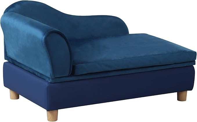 Pet Bed Sofa, Puppy Bed with Storage, Small Dog Couch with Removable & Washable Cushion, Comfy Pet Couch Bed for Cats & Puppy (Blue)