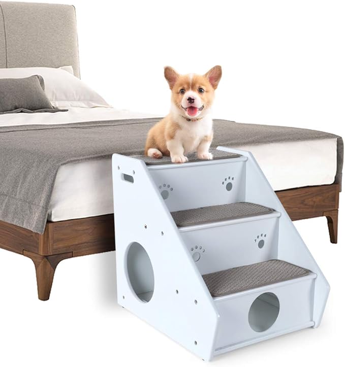 Petsfit Dog Stairs for Dogs/Cats/Elderly Pets, 3-Steps Wooden Cat Stairs