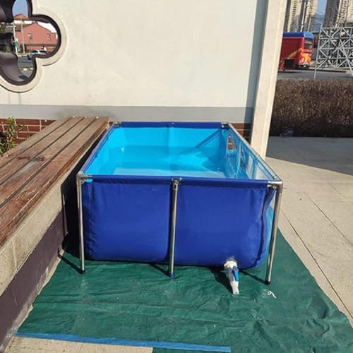 Flexible PVC Fish Breeding Water Tank with Steel Frame - Aquatic Pets Pool for Backyard, Clear Viewing Window, Easy Assembly, 50x40x30cm