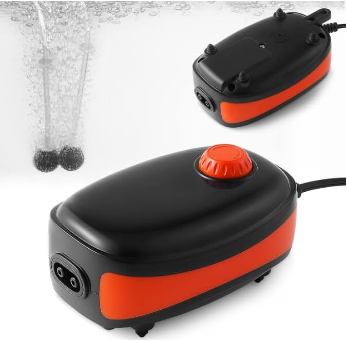 FEDOUR 4W/5W/8W Aquarium Corded Electric Air Pump, 96GPH/160GPH/256GPH Dual Outlets 4 Outlets Oxygen Pump, Ultra Quiet Aquarium Bubbler for up to 300 Gallon Fish and Turtle Tank