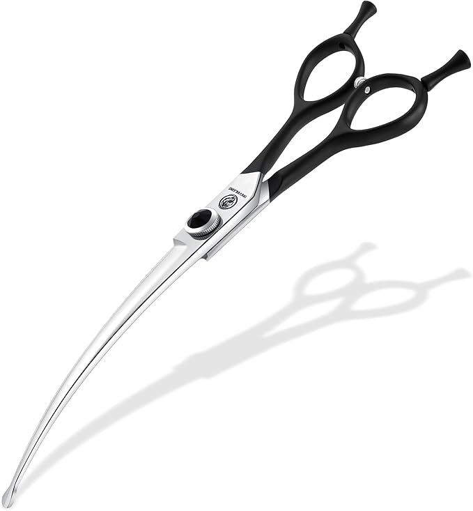 Dragon Creek 8" Downward Curved Dog Grooming Scissors Shears for Grooming Face and Paws Safety Round Tips Shears Trimming Cutting Scissors for Dog Cat Pet Black