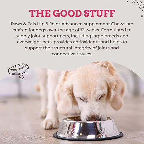 Paws & Pals Glucosamine Chondroitin MSM for dogs 240 Count, Hip and Joint Mobility Soft Chews Supplement, Pain & Inflammation Relief for all breeds - Maximum Strength, Treats Hip Dysplasia & Arthritis