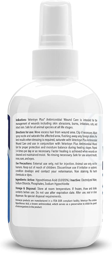 Vetericyn Plus Dog Wound Care Spray | Healing Aid and Skin Repair, Clean Wounds, Relieve Dog Skin Allergies, Safe for All Animals. 3 ounces
