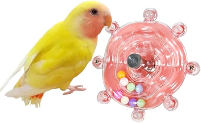 Parrot Spinner Toy, Funny Parakeet Toy Interactive Parrot Toy Bird Toy Spinning Rattle Cockatiel Toys Bird Cage Accessories for Entertainment Chewing Exercise (Pink)