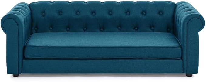 Dog Sofa Couch for Medium to Large Dogs, 55" Memory Foam Pet Sofa Couch with Washable Fabric, Durable Elevated Dog Bed with Legs, Removable Cushion for Medium and Large Dogs, Blue