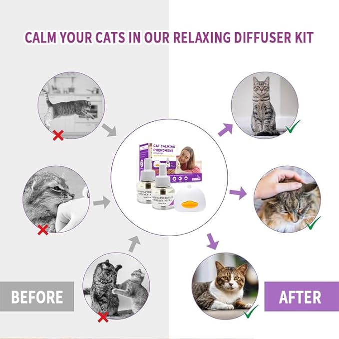 Calming Pheromone Diffuser Kit for Cats, Reduces Fighting, Spraying & Scratching (48 mL)