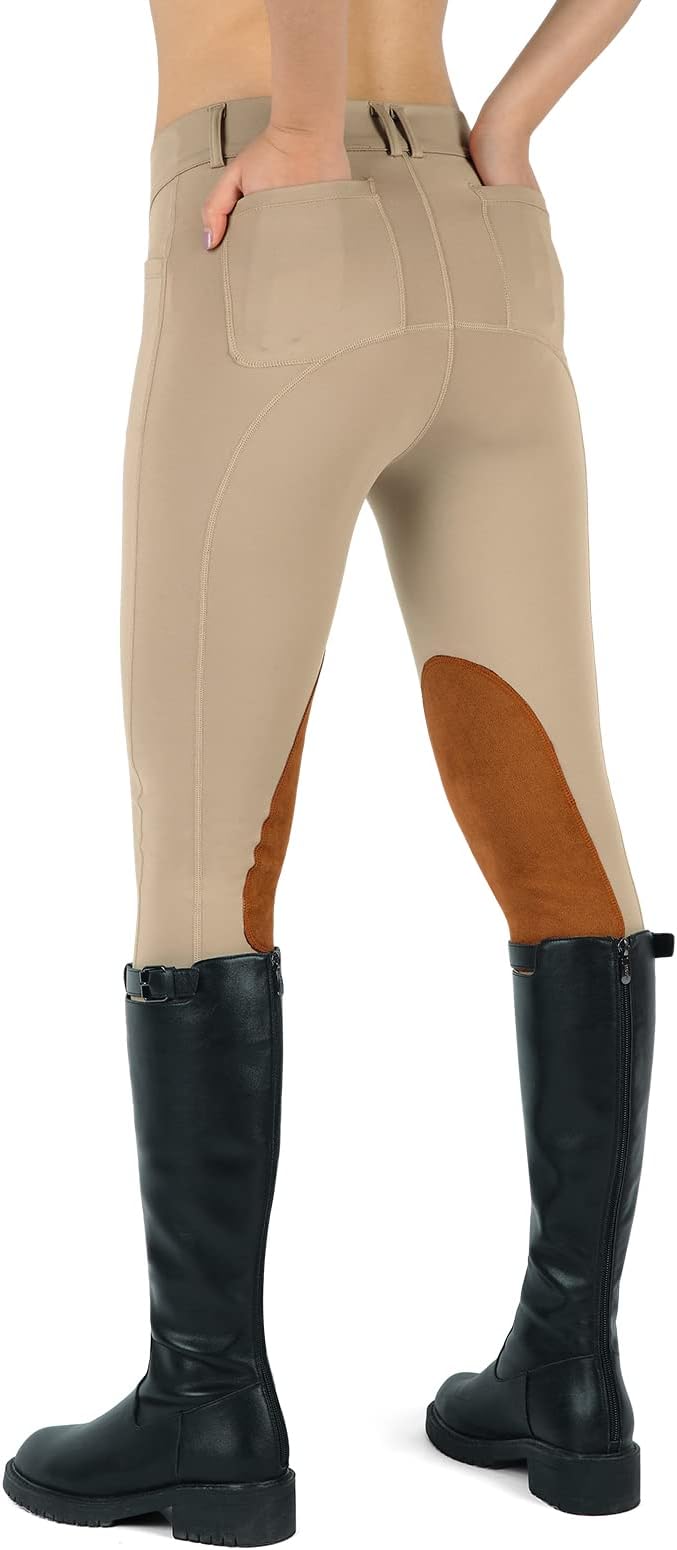 beroy Horse Riding -Pants Women Equestrian-Breeches - Ladies Training Horseback Riding Tights Full Seat Silicone Pockets