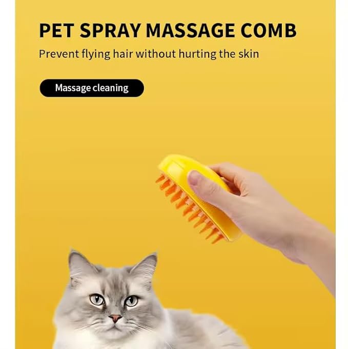 3-in-1 Rechargeable Pet Hair Brush: Massager, Steamy Comb & Self-Cleaning Mist Spray for Cats & Dogs