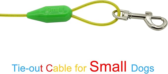 Petest 15ft Tie-Out Cable with Crimp Cover for Small Dogs Up to 35 Pounds