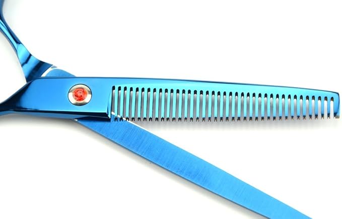 LILYS PET Professional PET Grooming scissors Kit,Coated Titanium,Sharp and Strong Stainless Steel Blade for Dogs Cats Hair Cutting,3 Pieces of Scissors with a Comb and a Case (7.5 inches, Blue)