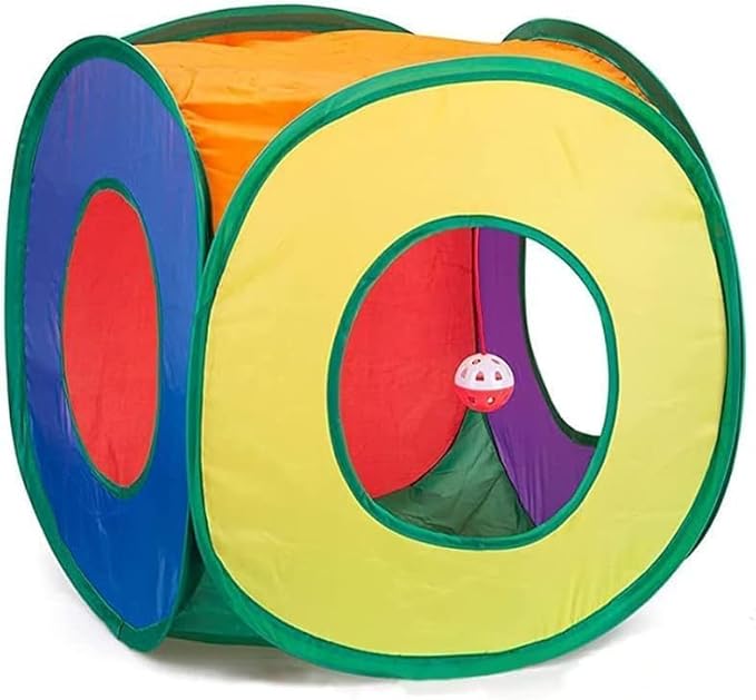 Cat Tunnel with Play Ball, Interactive Peek-a-Boo Cat Toys Tube Toy, Colorful Cube