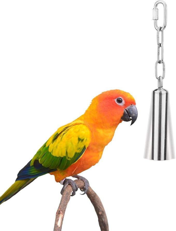 Hypeety Stainless Steel Bells Toy for Bird Parrot Macaw African Greys Amazon Eclectus Cockatoo Parakeet Cockatiels Birds Squirrel Cage Stand (S)
