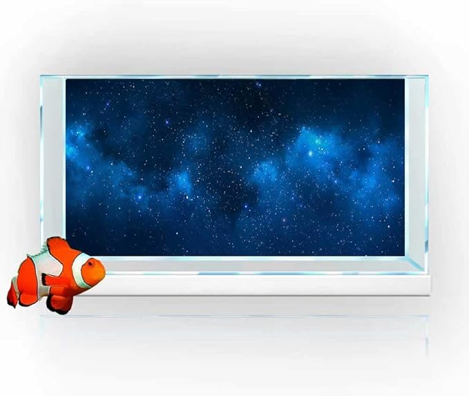 24X12IN Starry Aquarium Background, Art Starry Fish Tank Decorations Background, with 8 EVA Double-Sided Tape
