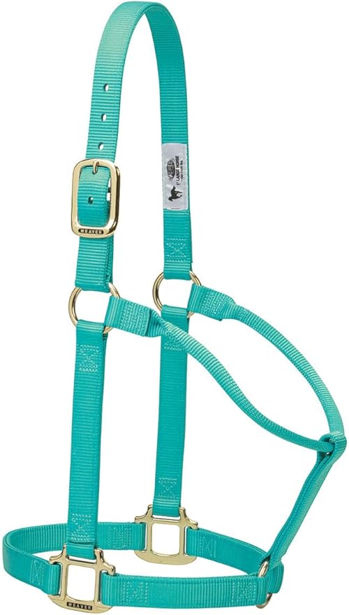 Weaver Equine Nylon Horse Halter, Triple-Ply Cheek Design, Original Non Adjustable Halters for Horses, Equine Tack,Average Size, Black