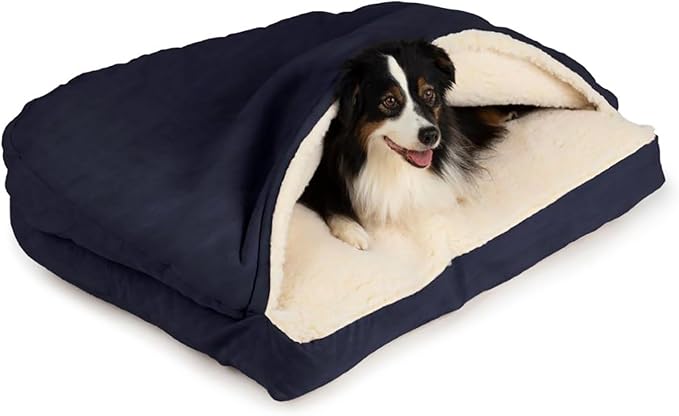 Snoozer Pet Products Rectangle Cozy Cave Dog Bed, Medium, Navy