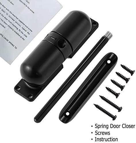 Door Closer Automatic Safety Spring Door Closer – Easy to Install to Convert Hinged Doors to Self-Closing– Black