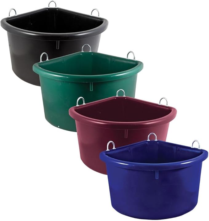 Dura-Tech Platinum Corner Feeder for Horses 30 Quart | Space-Saving Corner Design | Cold Weather Resistant | Color Black