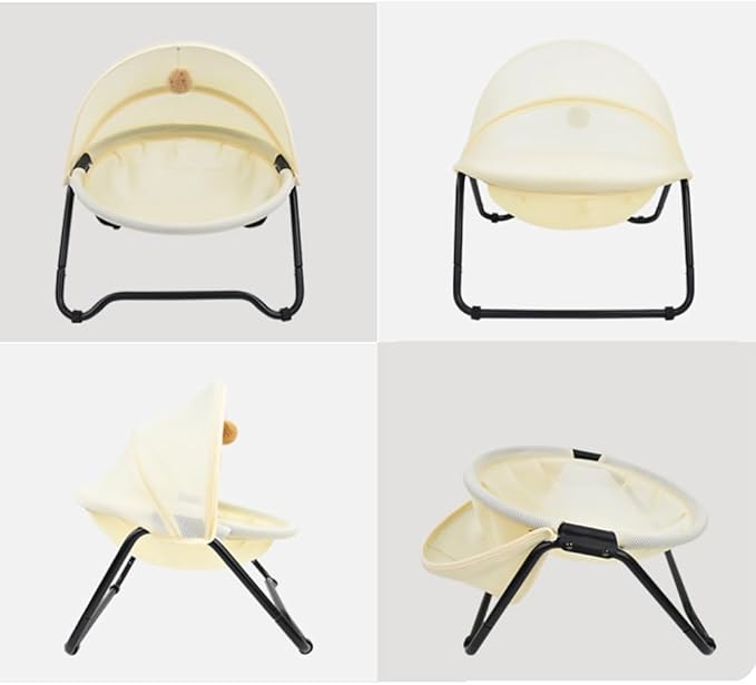 Cat Bed Cat Hammock Bed Elevated cat Bed, Comfortable and Breathable Pet Bed with Awning and Plush Toy, No-Tools Assemble, Cover Removable and Washable, Suitable for Indoor and Outdoor Use