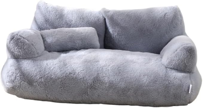 Soft Fluffy Self-Warming Cat Bed | Washable Pet Sofa for Indoor Cats & Small Dogs | Cute Princess-Inspired Kitten Couch & Puppy Bed(Gray,21.65''*14.96''*7.09'')