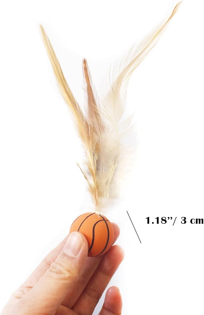 Cat Toy Balls, 5 PCS Colorful Feather Bouncy Balls for Cats No Noise Interactive Kitten Toys Cat Exercise Ball, Safe for Your Kitty (B)