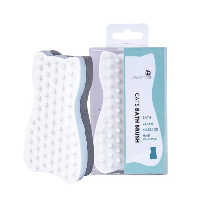 Mooncat Cat Grooming Brush - For Shedding, Long or Short Haired Cats, Removes Mats, Tangles, and Loose Fur - Massage Comb for Indoor Kittens