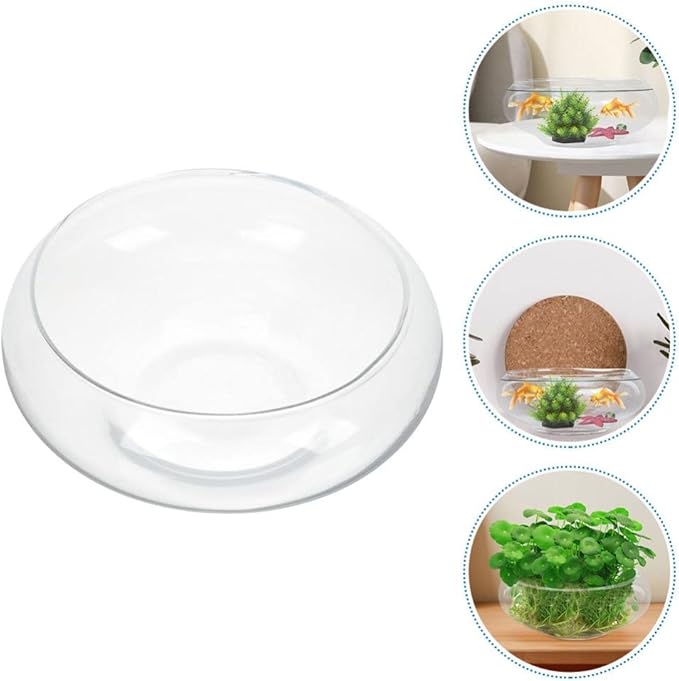 Glass Fish Bowl Clear Desktop Aquarium for Small Fish Hydroponic Plants for Home Office Decoration