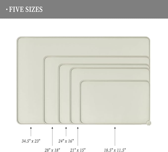 Waterproof Pet Feeding Mat with High Raised Edges, Heavier and Thicker Placemats for Cat Dog Water Bowl with BPA Free, Dogs Cats Food Mats for Messy Drinkers to Prevent Spill and Protect Floors