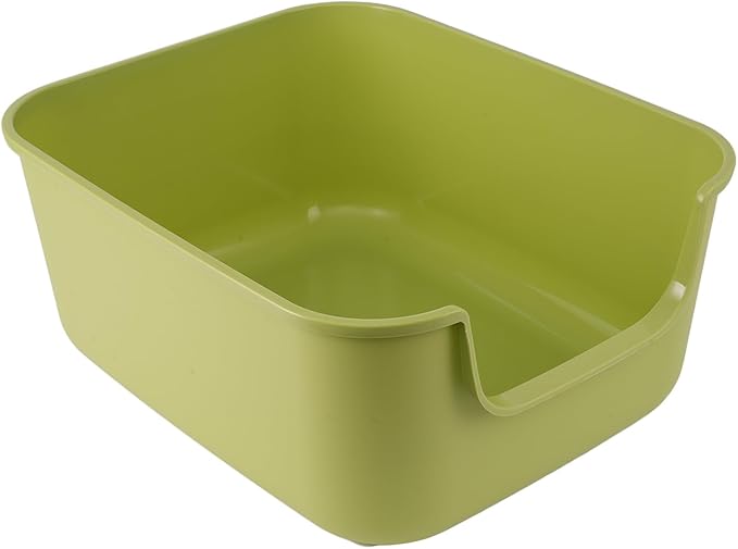 Large Cat Litter Box with High Sides,Cat Boxes for Indoor Cats,Cat Litter Pan for Kitty,Litter Box with Low Entry,Easy to Clean,Anti-Splashing (Green)