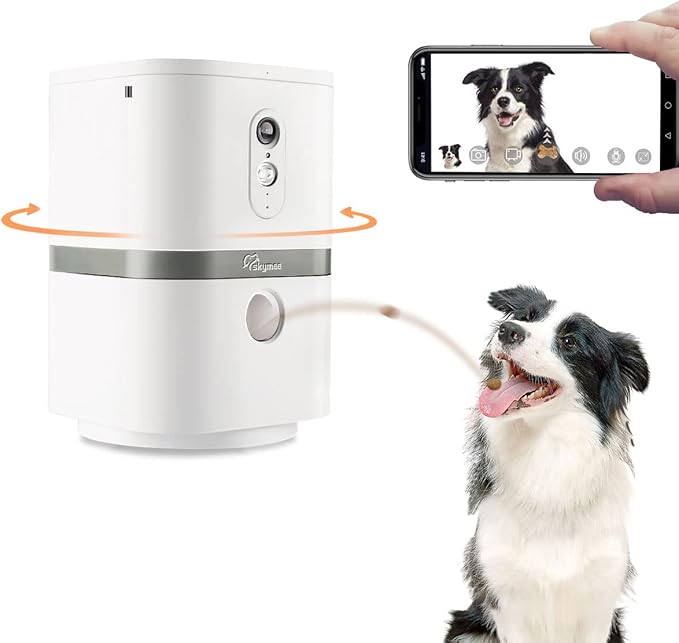 Petalk AI II Dog Camera with Speaker no Subscription,Dog Camera Automatic Treat Dispenser, WiFi Pet Camera with 180° Pan Full-Room View,(2.4G WiFi Only