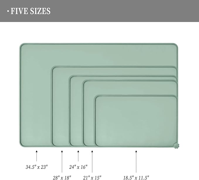 Waterproof Pet Feeding Mat with High Raised Edges, Heavier and Thicker Placemats for Cat Dog Water Bowl with BPA Free, Dogs Cats Food Mats for Messy Drinkers to Prevent Spill and Protect Floors