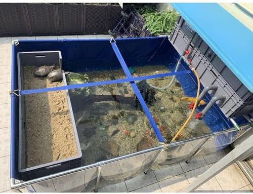 Flexible PVC Fish Breeding Water Tank with Steel Frame - Aquatic Pets Pool for Backyard, Clear Viewing Window, Easy Assembly, 50x40x30cm