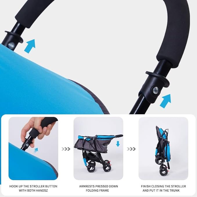 Sunny Sonny Foldable Jogger Pet Stroller with Weather Cover Storage Basket Pet Travel Carrier for S/M Dogs Cats up to 33lbs (Black)