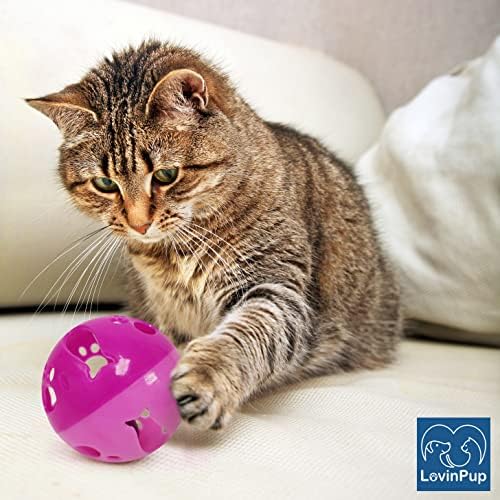 Large Cat Ball Toy with Bell – Interactive Rolling Design for Active Play – Sturdy Plastic Cat Toy Ball That Stays Visible During Play – Blue 1 Pack for Cats, Kittens, and Small Pets