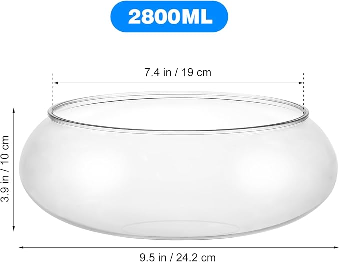 Plastic Fish Bowl Transparent Bubble Bowl Flower Vase Bowl Clear Wide Mouth Round Vase Terrarium Air Plant Hydroponic Succulent Planter Floral Container 2800ml