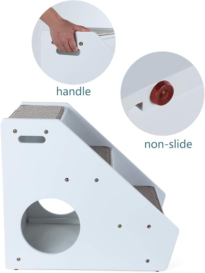 Petsfit Dog Stairs for Dogs/Cats/Elderly Pets, 3-Steps Wooden Cat Stairs