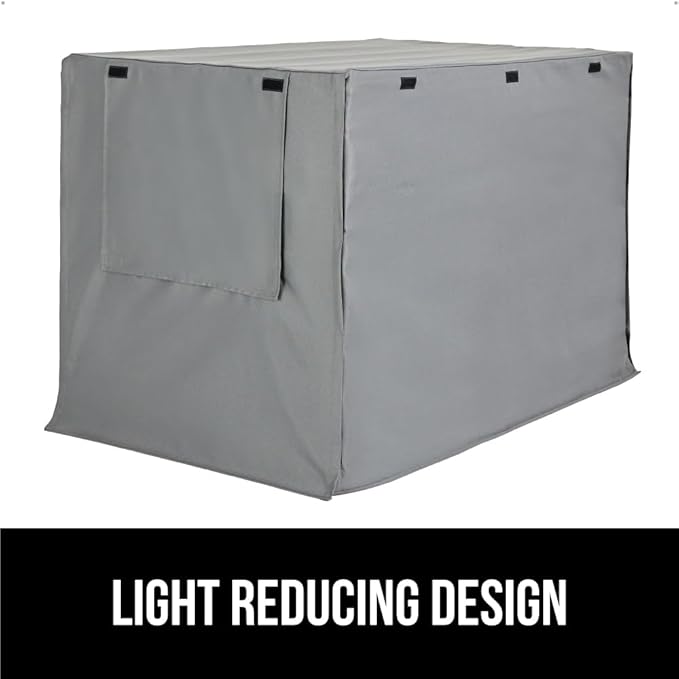 GORILLA GRIP Dog Crate Covers Compatible with Amazon Basics Dog Crates, All Sides Open, Privacy Cover Fits 48" Wire Kennel, Breathable Mesh Windows, Light Reducing Puppy Training Cage Topper, Gray