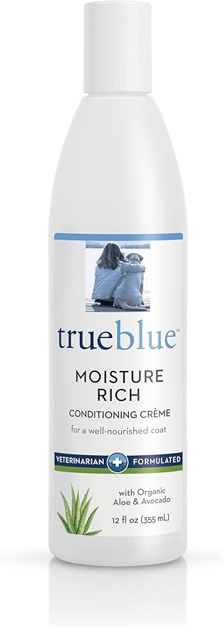 TrueBlue Aloe & Avocado Moisture-Rich Conditioning Dog Crème – Conditioner Cream for Dogs, Puppies - Deodorizing, Moisturizing, Tearless – Toxin Free, Natural Botanical Blend – 12 Fl. Oz.
