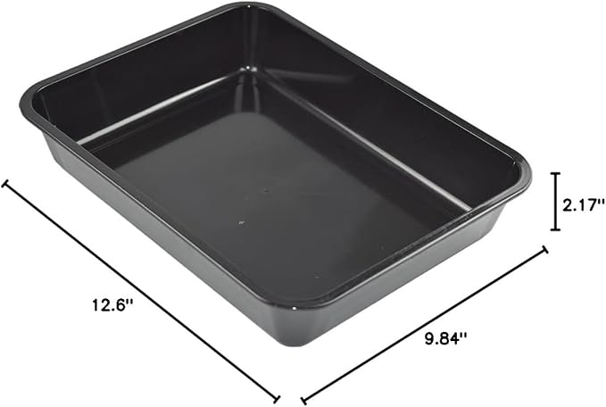 OMEM Reptile Drinking Tray - Large Water Dish Plastics Plate for Turtles, Small Reptiles, Ball Pythons, Lizards, and Snake Cages Bowl (L=35.4 x 5.3 x 26.3cm, Black)
