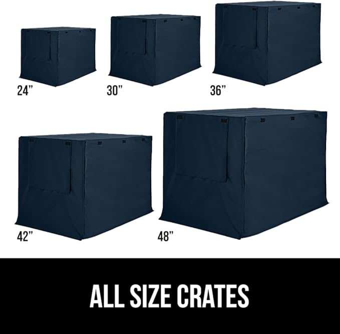 GORILLA GRIP Dog Crate Covers Compatible with Amazon Basics Dog Crates, All Sides Open, Privacy Cover Fits 36" Wire Kennel, Breathable Mesh Windows, Light Reducing Puppy Training Cage Topper, Navy