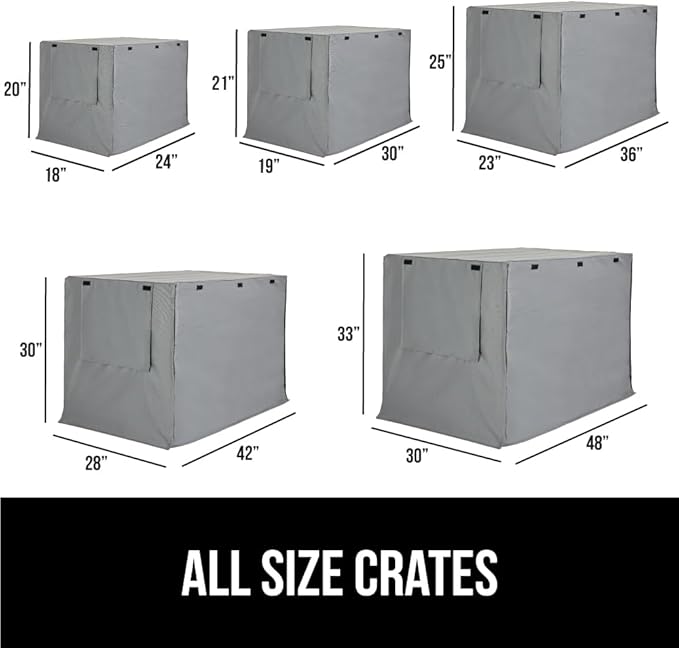 GORILLA GRIP Dog Crate Covers Compatible with Amazon Basics Dog Crates, All Sides Open, Privacy Cover Fits 48" Wire Kennel, Breathable Mesh Windows, Light Reducing Puppy Training Cage Topper, Gray