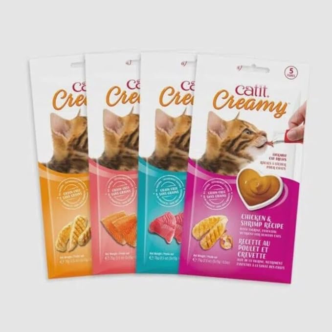 Catit Creamy Lickable Cat Treat – Hydrating and Healthy Treat for Cats of All Ages - Assortment, 72-Pack