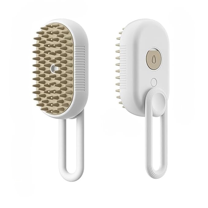 Generic Cat Steam Brush,Rechargeable with Handle,Self-Cleaning Grooming Tool,for Cats and Dogs,4 In1 Cat Steamy Brush, Multifunctional Hair Comb for Removing Tangled and Loose Hair (white)