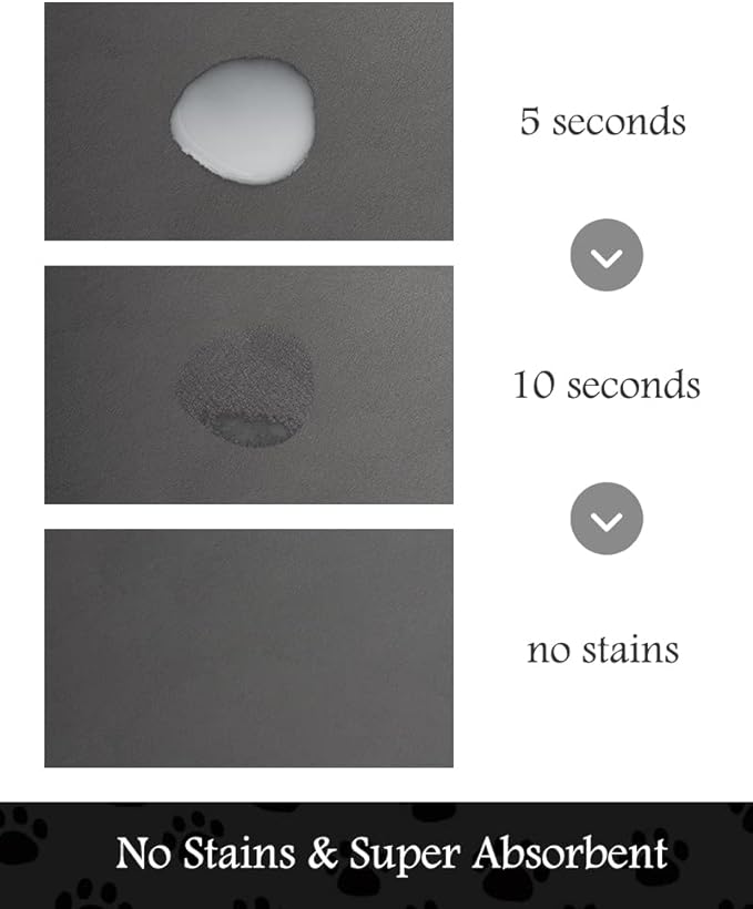 Pet Feeding Mat-Absorbent Dog Mat for Food and Water Bowl-No Stains Quick Dry Water Dispenser Mat-Dog Accessories Pet Supplies-Bowl for Messy Drinkers（Darkgrey,17"x34"