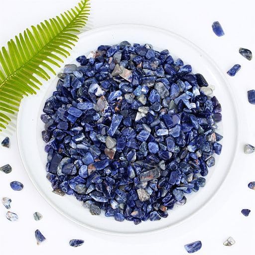 YATOJUZI Blue Sodalite 1LB Aquarium Gravel Rocks Bulk Wholesale Tumbled Crystals Stones Chips Crushed Reiki Energy Balancing Gemstones for Planters Vase Filler Fountain Fish Tank Potted Decor