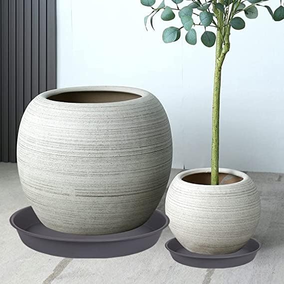 2 Pack of 10 inch Plant Saucer Gray, Heavy Duty Plastic Plant Saucer 10 inch Round, Durable Plant Tray for Pots, Plant Saucers for Indoors, Plant Trays for Planter 9"/10" (10", Cement)